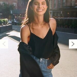 Daily Practice by Anthropologie Silk Cami Size M Scalloped Lace Lined Retro